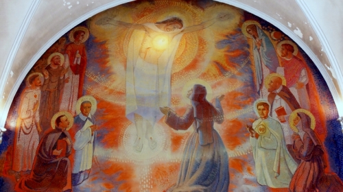 11a. Hołd Sercu Jezusa składają święci czciciele (fresk, Paray-le-Monial)