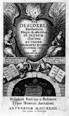 7. Herman Hugon, Pia desideria, Antwerpia 1624 r, frontispis